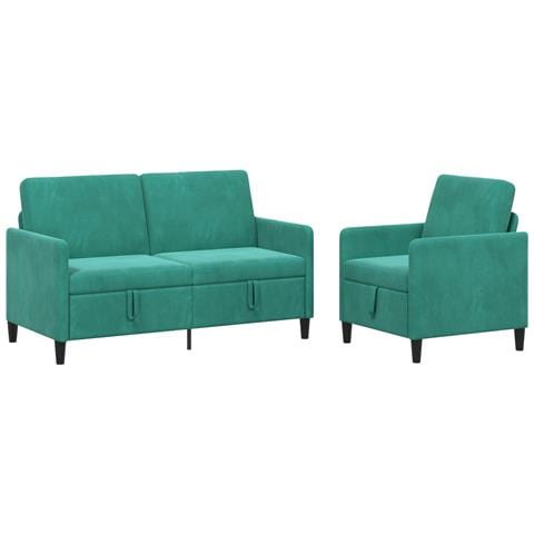 Set di Divani con Storage 2 pz Turchese Poliestere - Foto 1