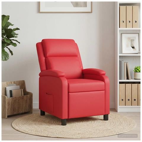 Poltrona reclinabile Rosso Similpelle - Foto 2