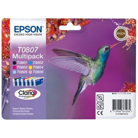 C13T08074021 Cartuccia Ink Originale Ciano Magenta Gialla Nera Magenta Chiara Ciano Chiaro per Stylus Foto P50 / PX650 / PX700 / PX710 / PX720 / PX730 Confezione 6 pezzi - Foto 4