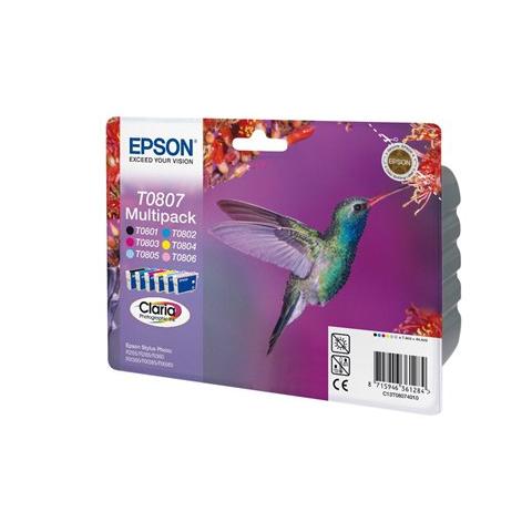 C13T08074021 Cartuccia Ink Originale Ciano Magenta Gialla Nera Magenta Chiara Ciano Chiaro per Stylus Foto P50 / PX650 / PX700 / PX710 / PX720 / PX730 Confezione 6 pezzi - Foto 2