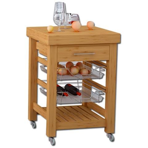 Carrello cucina legno bianco piano vetro dec matt ...