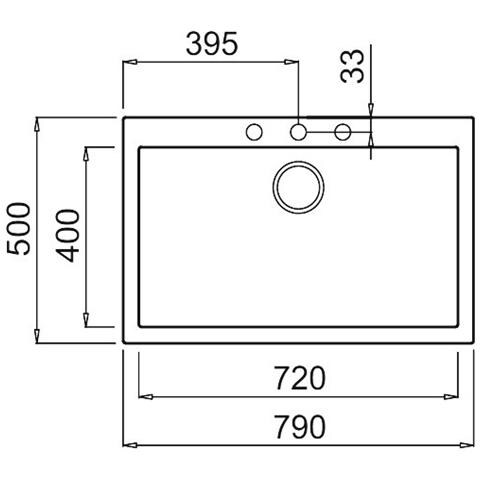 Lavello da Incasso Rettangolare 1 Vascha Dimensioni 79 x 55 cm Colore Tortora Serie Quadra  - Foto 2