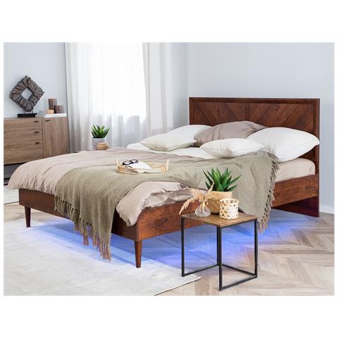 Letto In Legno Marrone Scuro E Led 180x200cm Mialet - Foto 14