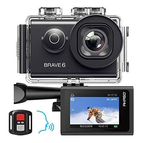 [Ricondizionato GOLD] Coraggioso 6 Action Camera Controllo Vocale 4k 20mp Wifi Eis 30m Macchina Fotografica Subacquea Impermeabile Telecomando Zoom 6x Subacquea Videocamera 2 Batterie Ricaricabili E Casco Kit Accessori - Foto 1