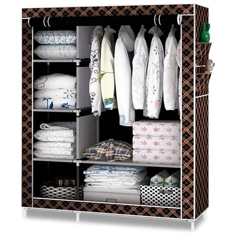 Guardaroba In Tessuto Home Con Tasche Laterali 170x105x45 Cm Nero - Foto 1