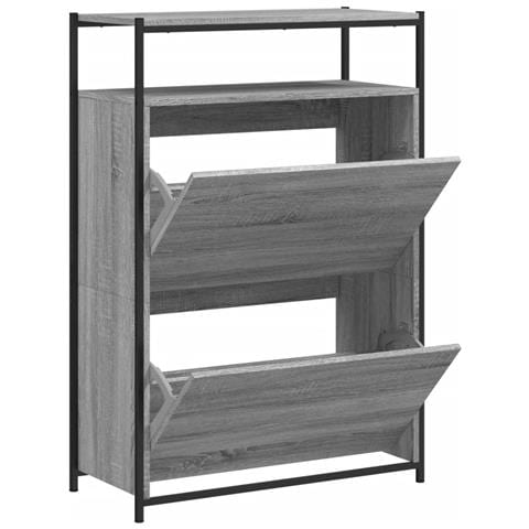 Scarpiera Grigio Sonoma 75x34x112 Cm In Legno Multistrato - Foto 2