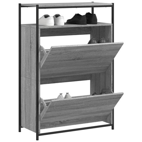 Scarpiera Grigio Sonoma 75x34x112 Cm In Legno Multistrato - Foto 1
