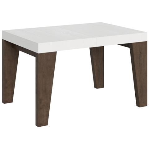 Tavolo Allungabile 90x130/390 Cm Naxy Mix Piano Bianco Frassino - Gambe Noce - Bianco Frassino /noce - Foto 1