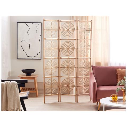 Paravento 3 Pannelli Rattan Naturale 117 X 180 Cm Altamura - Foto 1