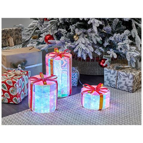 Set Di 3 Decorazioni Da Esterno Regali Di Natale Con Led Multicolore 30 Cm Grimsey - Foto 1