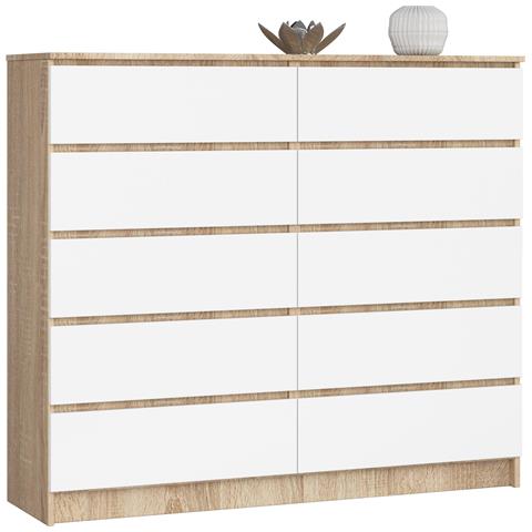 Cassettiera K140, 10 cassetti, 138x40x121 cm, Colore Sonoma Quercia e Bianco - Foto 1