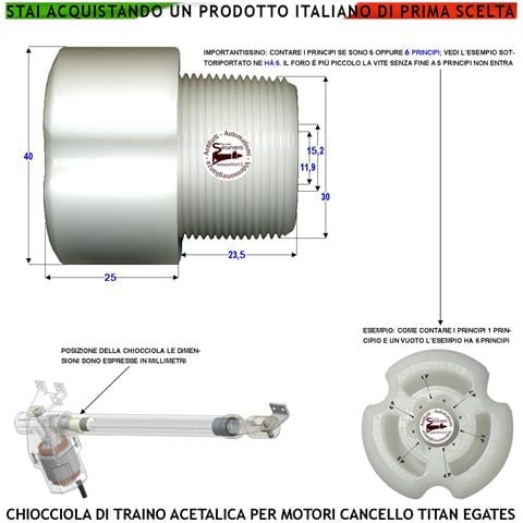 Boccola 6 Principi Trainata Dalla Vite Senza Fine Fa Scorrere Avanti Dietro Lo Stelo Apricancello Dei Pistoni Titan Ch - Foto 1