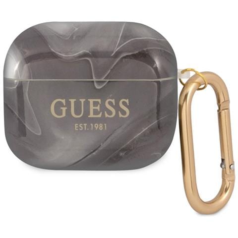 Cover Per Airpods 3 New Marble Anti-urto, Nero / Oro - Foto 1