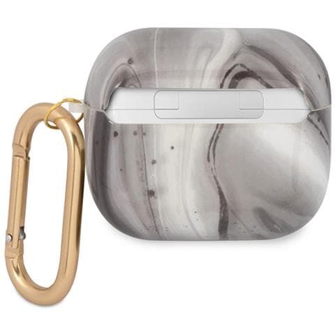 Cover Per Airpods 3 New Marble Anti-urto, Nero / Oro - Foto 2