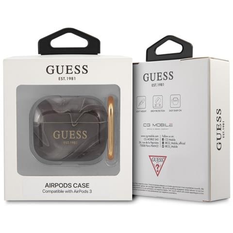 Cover Per Airpods 3 New Marble Anti-urto, Nero / Oro - Foto 3