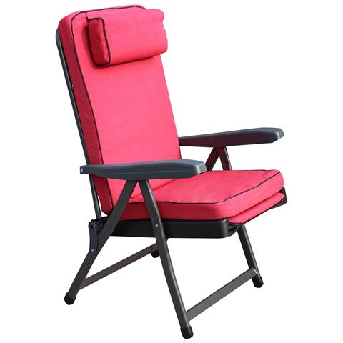 Poltrona Sdraio Con Cuscino Relax Schienale Reclinabile E Carrello Poggiapiedi Paradise - Red - Foto 1