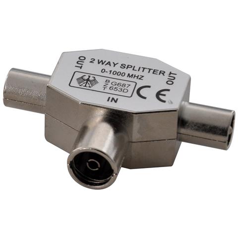 Splitter coax in ottone nichelato - 1 presa / 2 spine - Foto 1