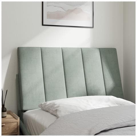 Cuscino Testiera Grigio Chiaro 90 Cm In Velluto - Foto 3