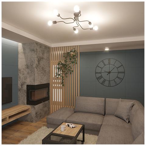 Lampadario Vector 6 Bianco Sl. 1443 - Industriale Lampade Da Soffitto Bianco 15.5x80x64 Cm - Foto 8