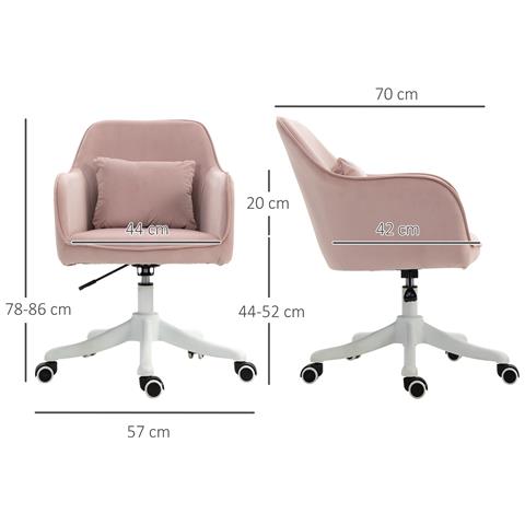 Sedia da Ufficio Massaggiante a 2 Punti con Cuscino e Braccioli, in Tessuto, 57x70x78-86 cm, Rosa - Foto 2