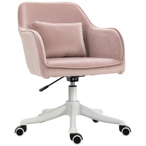 Sedia da Ufficio Massaggiante a 2 Punti con Cuscino e Braccioli, in Tessuto, 57x70x78-86 cm, Rosa - Foto 1