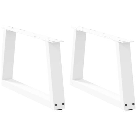 Gambe Per Tavolo Pranzo A V 2 Pz Bianco 50x(30-31,3)cm Acciaio - Foto 1
