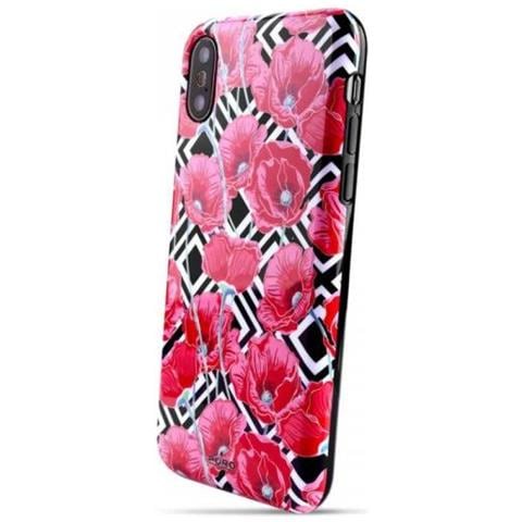 Cover Glam Geo Flowers Red Poppies Per Iphone X /xs 5.8'' In Silicone Anti Shock Black - Foto 3