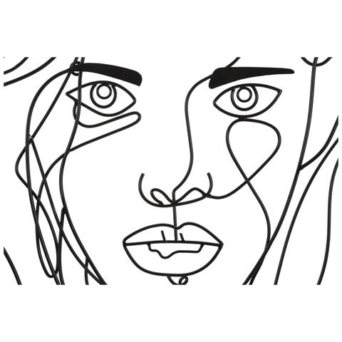 Decorazione In Metallo Viso 4 - Nero - Metallo - 57,5x1,3x80 Cm - Foto 2