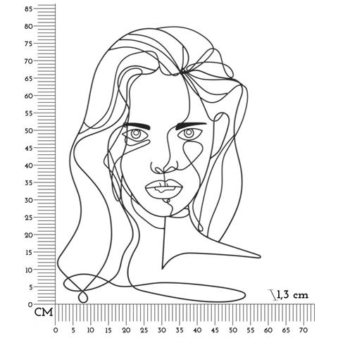 Decorazione In Metallo Viso 4 - Nero - Metallo - 57,5x1,3x80 Cm - Foto 6