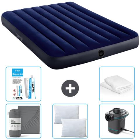 Set Materassino Gonfiabile - 191x137x25 Cm - Blu - Include Accessori Coordinati Cb10 - Foto 1