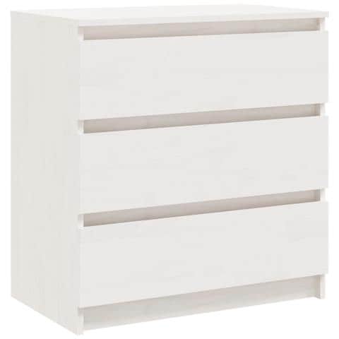 Comodino Bianco 60x36x64 Cm In Legno Massello Di Pino - Foto 1