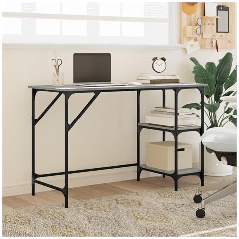 Lusso Casadino -  Scrivania Grigio Sonoma 120x50x75cm Metallo E Legno Multistrato - Foto 2