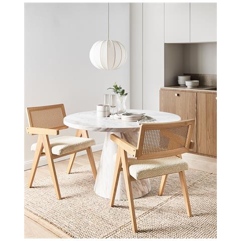 Set Di 2 Sedie Da Pranzo Ava Legno Marrone Chiaro /beige - Foto 1