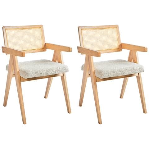 Set Di 2 Sedie Da Pranzo Ava Legno Marrone Chiaro /beige - Foto 2