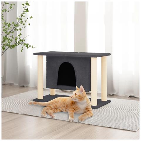Albero per Gatti con Tiragraffi in Sisal Grigio Scuro 50 cm - Foto 2
