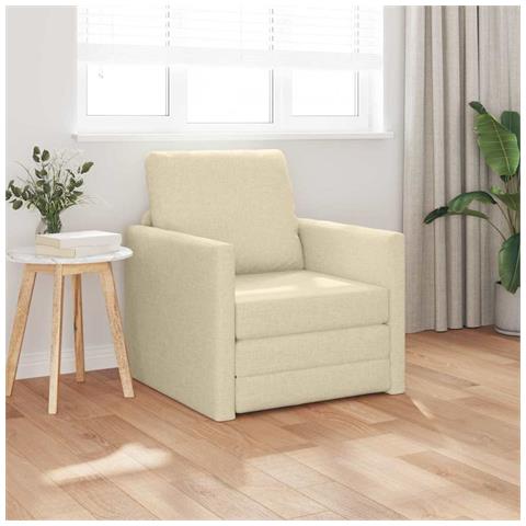 Divano Letto 2 in 1 Panna 74x77x81 cm Tessuto - Foto 2
