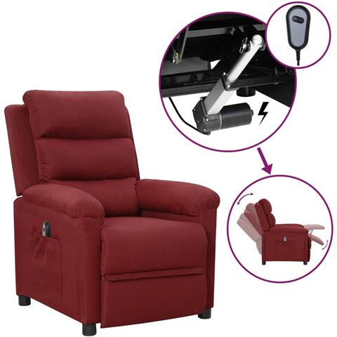 Poltrona Elettrica Reclinabile Rosso Vino in Tessuto - Foto 1