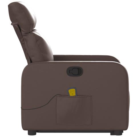 Poltrona Alzapersona Reclinabile Massaggio Marrone Similpelle - Foto 9
