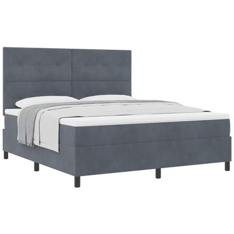 Letto a doghe  con materasso grigio scuro super king in velluto - Foto 1
