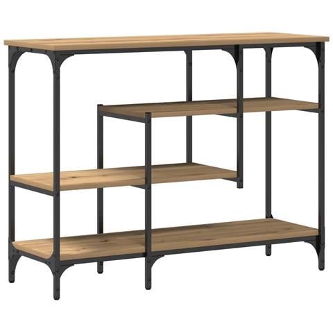 Tavolo Console  in Rovere Artigianale 100x35x75 cm Legno Ingegnerizzato e Acciaio - Foto 1