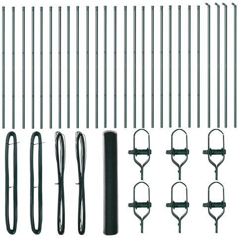 Recinzione Esagonale  Verde 1,4x50 m Acciaio, Pali per Recinzione  13 pz Verde Ø32 mm 190 cm Acciaio Galvanizzato - Foto 1