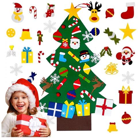 Albero Di Natale In Feltro Fai-da-te Con Decorazioni Rimovibili Per Natale - Foto 1