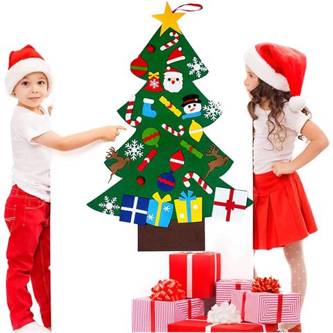 Albero Di Natale In Feltro Fai-da-te Con Decorazioni Rimovibili Per Natale - Foto 5