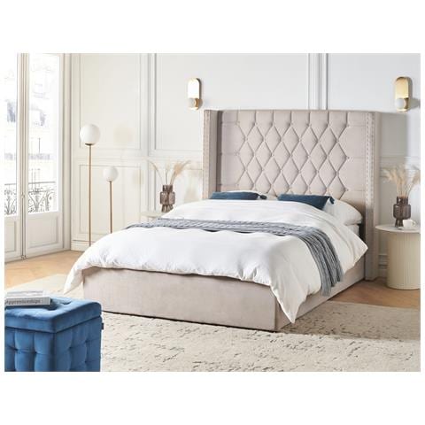 Letto Contenitore Velluto Lubbon 140 X 200 Cm Tortora - Foto 1