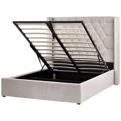 Letto Contenitore Velluto Lubbon 140 X 200 Cm Tortora - Foto 2