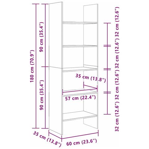 Armadio per Libri Legno vecchio 60 x 35 x 180 cm - Foto 8