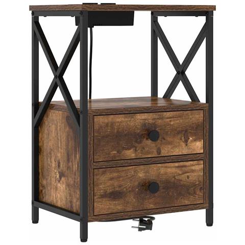 Comò con stazione di ricarica Rovere fumo Legno multistrato - Foto 1