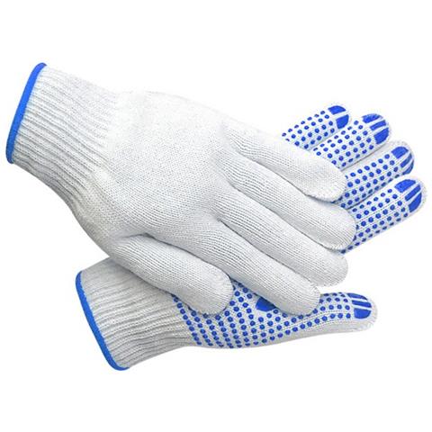 Guanti In Filato Di Cotone 600g Con Punti In Pvc Blu (taglia Unica) - Confezione Da 12 Paia, Presa Migliorata - Foto 1