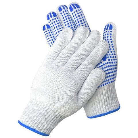 Guanti In Filato Di Cotone 600g Con Punti In Pvc Blu (taglia Unica) - Confezione Da 12 Paia, Presa Migliorata - Foto 3