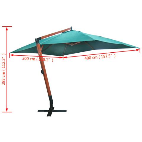 Lusso Casadino -  Ombrellone A Sbalzo Melia 300 X 400 Cm Verde - Foto 5